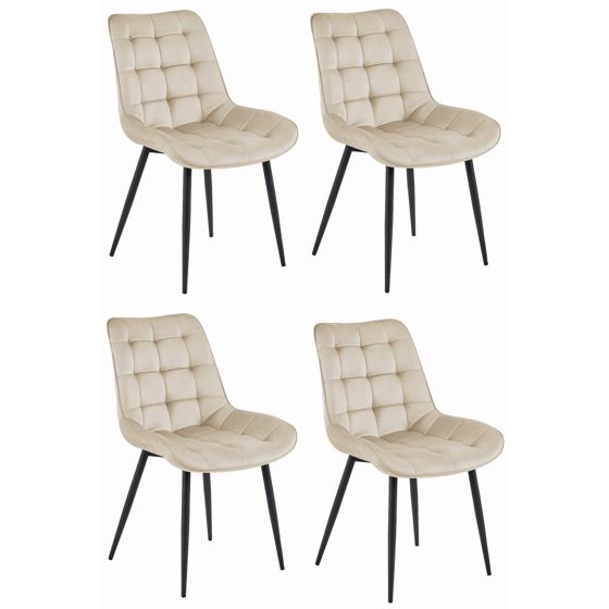 BERA-tuoli, beige sametti, mustat jalat (4 kpl)