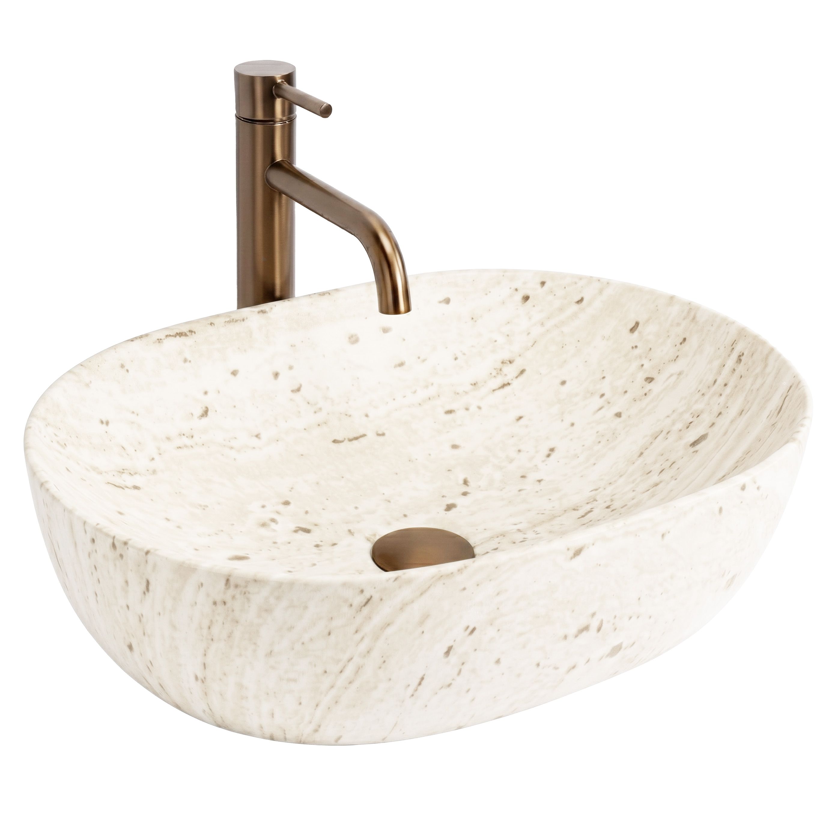 REA Tasolle Asennettava Pesuallas Amelia 48 Travertine Classic Beige, 48X34, 5X13, 5Cm