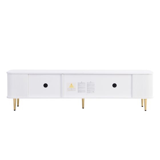 TV-taso 170x34x45 cm valkoinen MDF säilytyksellä ja liukuovilla