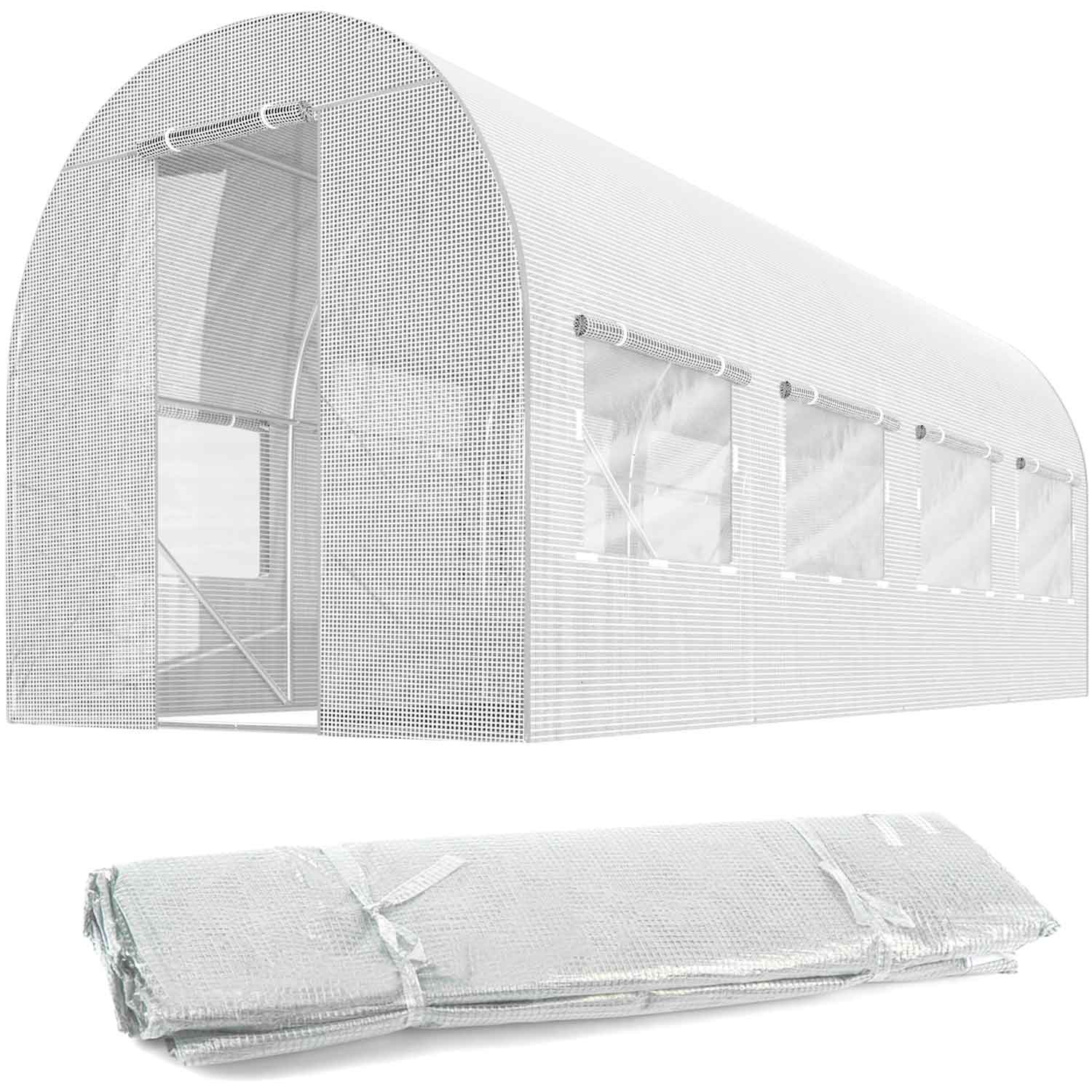 Plonos 2x4,5m (9m2) valkoinen puutarhatunnelin peite