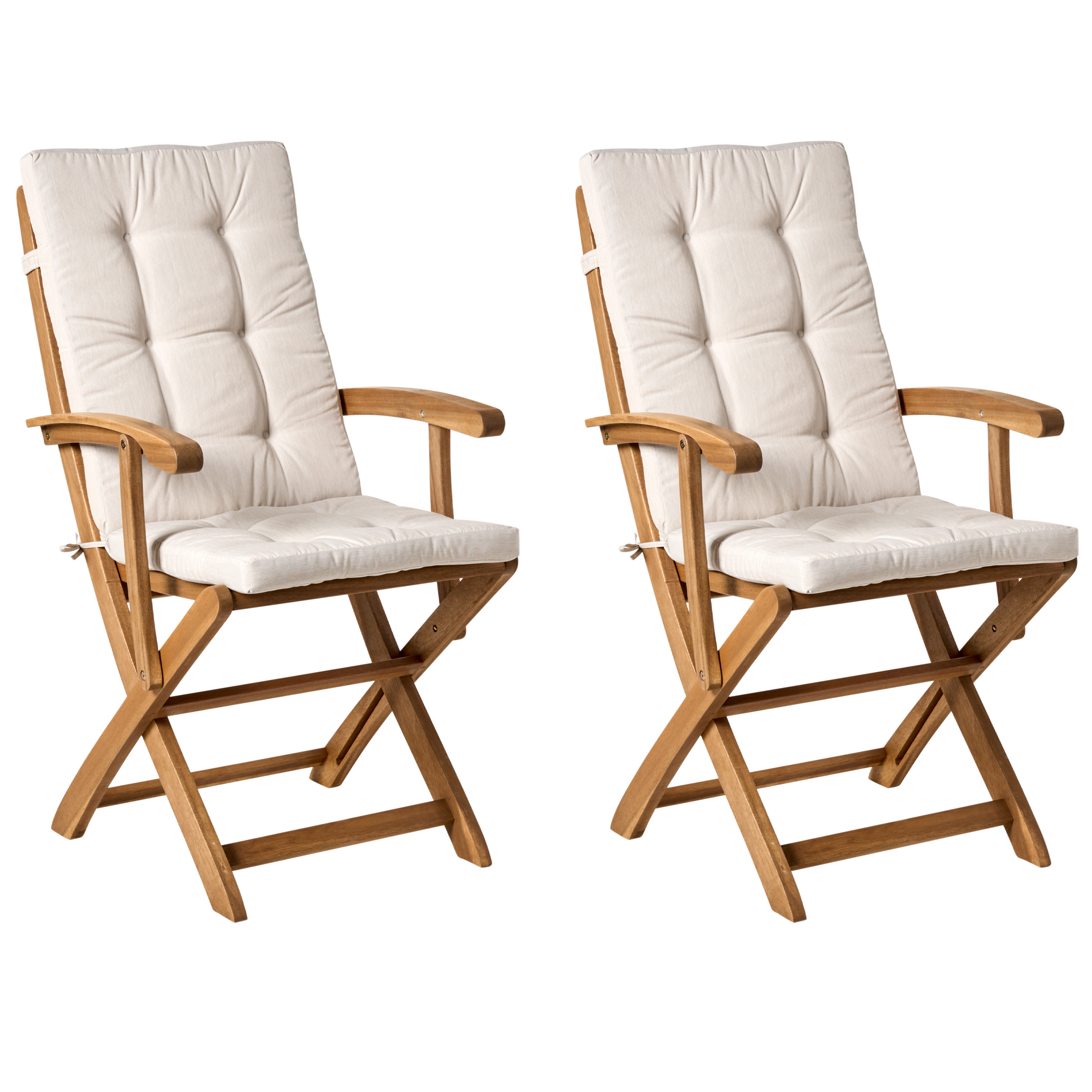 Puutarhatuolisetti pehmusteilla 2 kpl MAUI PREMIUM akaasia Vaaleanbeige