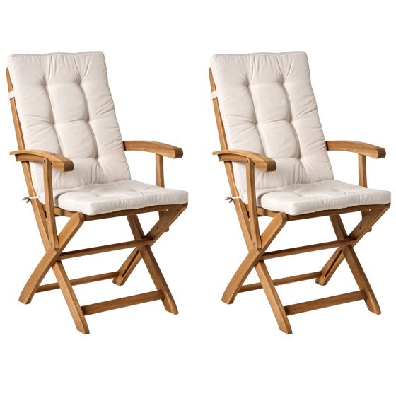 Puutarhatuolisetti pehmusteilla 2 kpl MAUI PREMIUM akaasia Vaaleanbeige