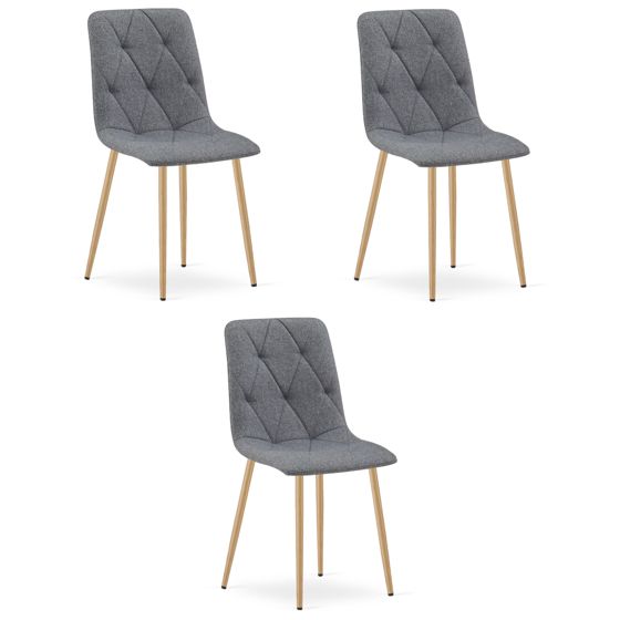 LIBRA verhoiltu tuoli, tummanharmaa kangas, puunväriset jalat (3 kpl)