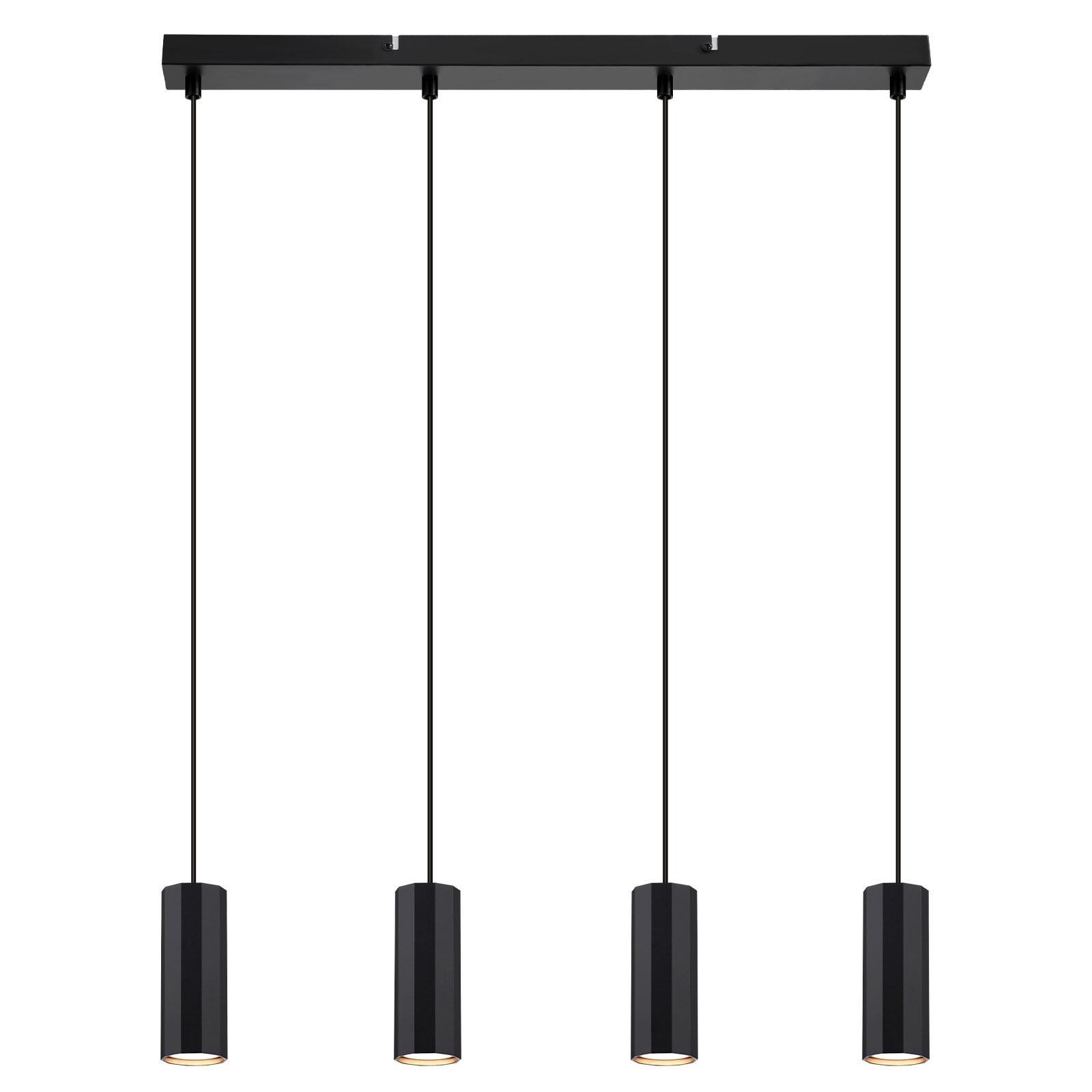 NETTLIFE Musta metallinen riippuvalaisin, halkaisija 60 cm, GU10, 4 liekkiä, teollinen olohuoneen, ruokailutilan