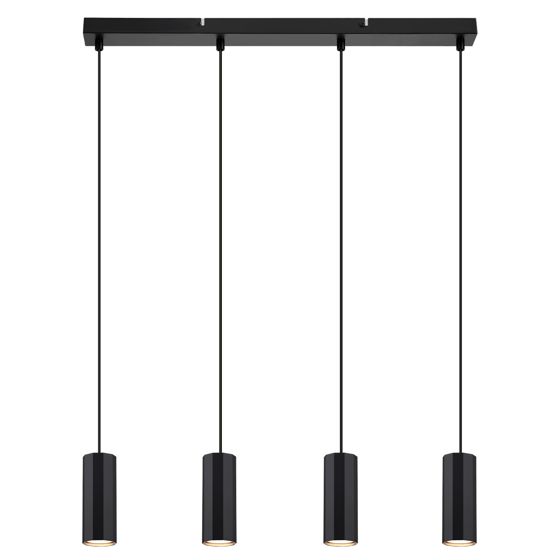 NETTLIFE Musta metallinen riippuvalaisin, halkaisija 60 cm, GU10, 4 liekkiä, teollinen olohuoneen, ruokailutilan