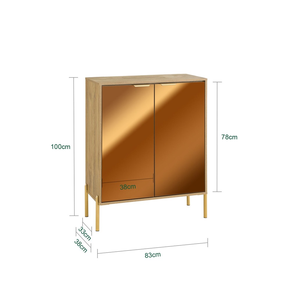 SoBuy Vitriinikaappi FSB96-G kestävä 83x38x100cm kulta