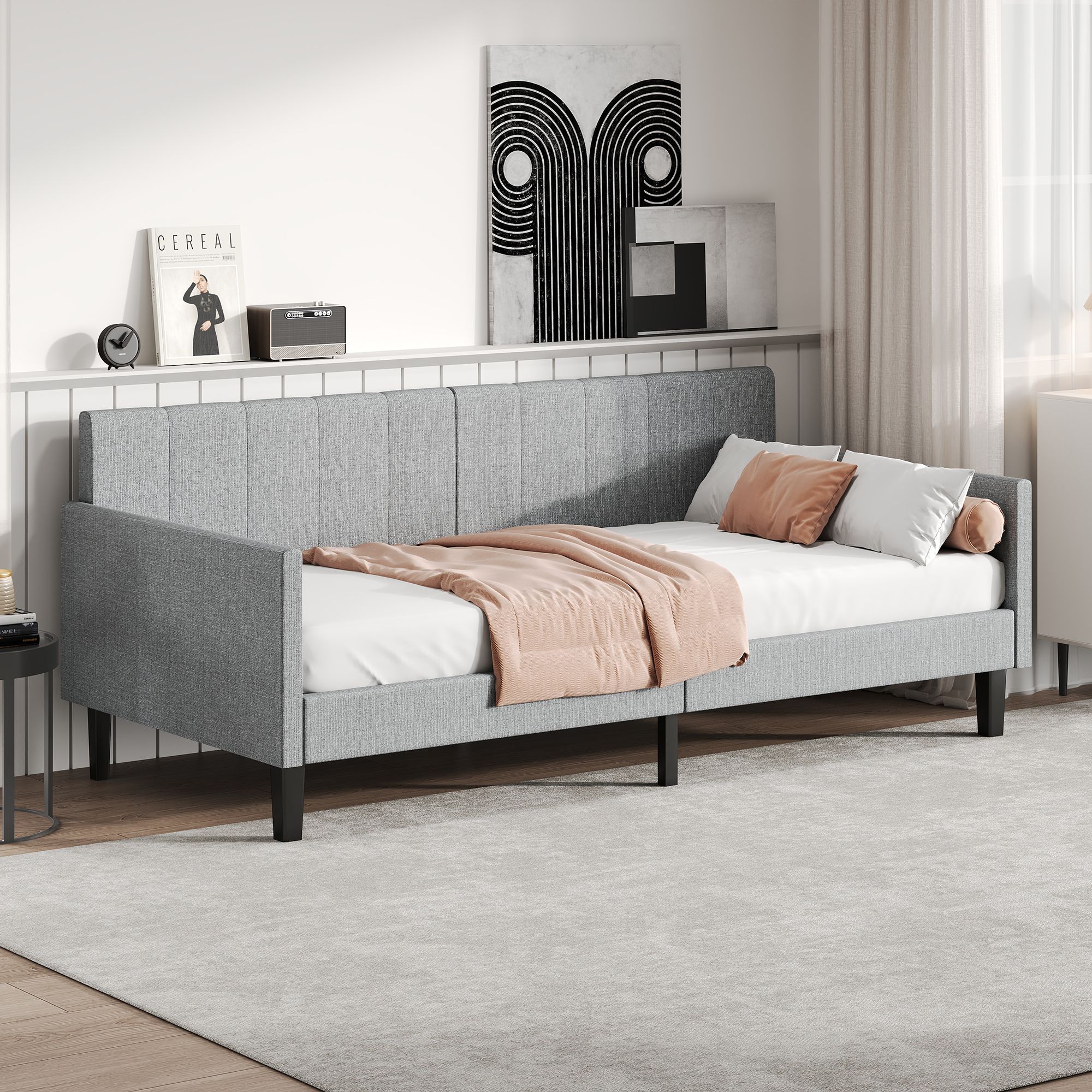 Vuodesohva 90x200 cm, harmaa chenille