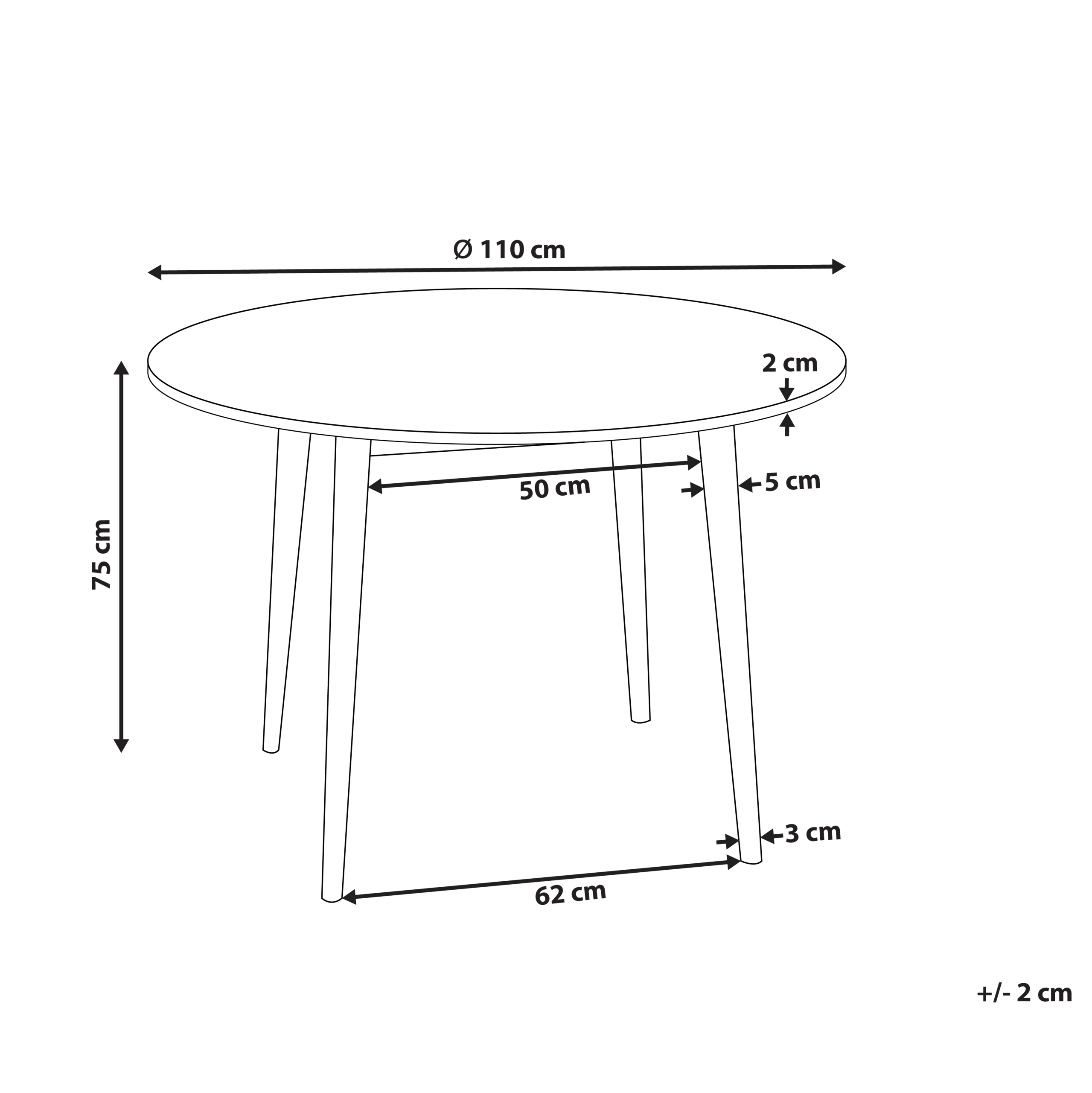 Ruokapöytä RADAN Vaaleanruskea 110 cm 110 cm