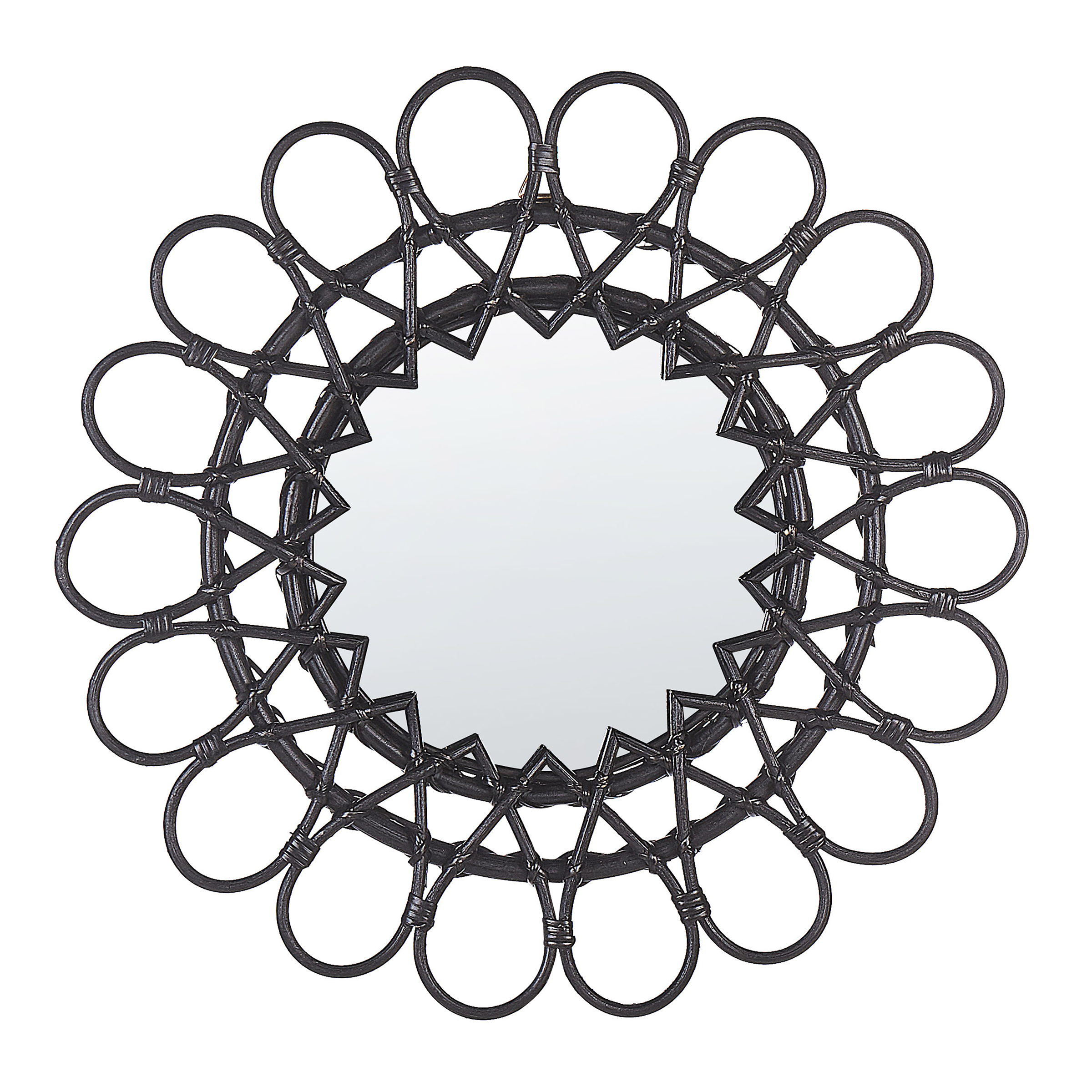 Seinäpeili BABAI 60 cm 60 cm rottinki Musta