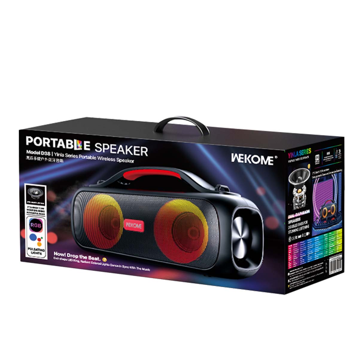Kaiutin Langaton Bluetooth 5.0 30W Yinla Kannettava RGB Valot