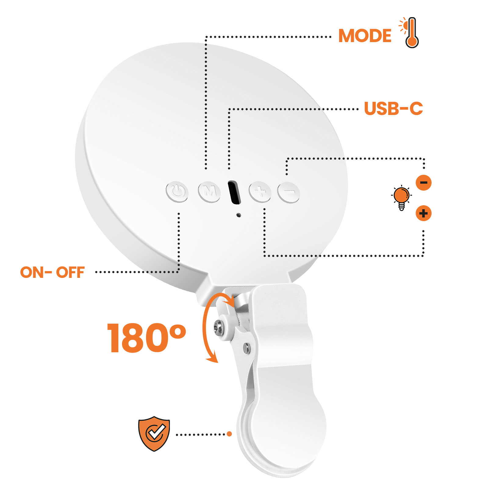 Mini Ring Light Selfie Clip Kääntyvä 180° Säädettävä Valo