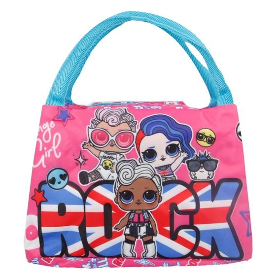 Lämpöeristetty Ruokakassi Lapsille Let's Rock -nukke- ja hauskoilla kuvioilla