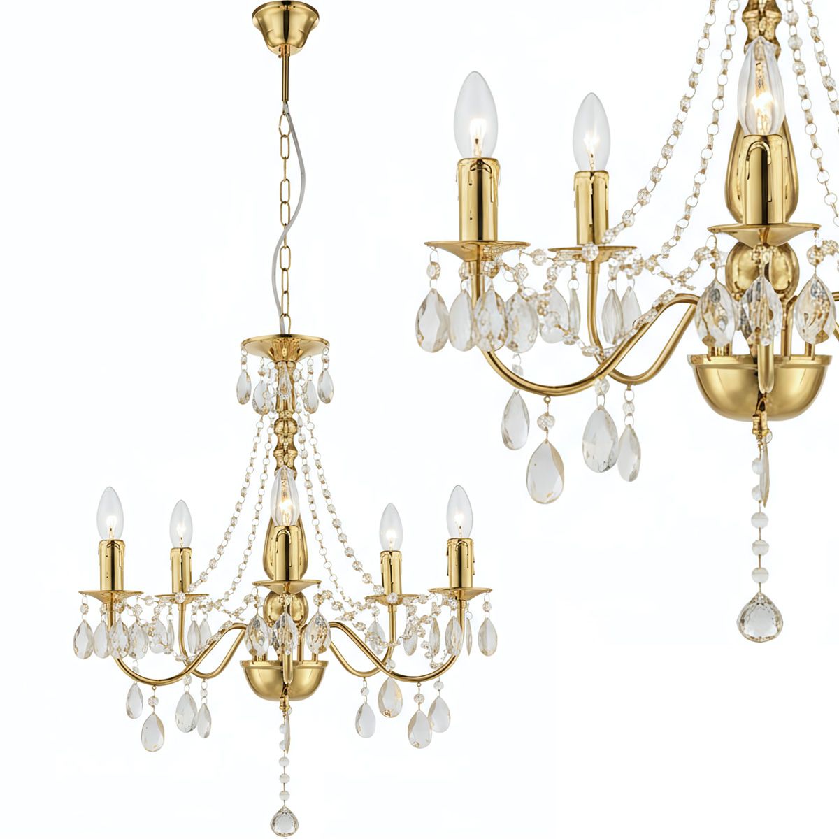 TOOLIGHT riippuvalaisin EBT015-5CP kulta, 53X53X63CM