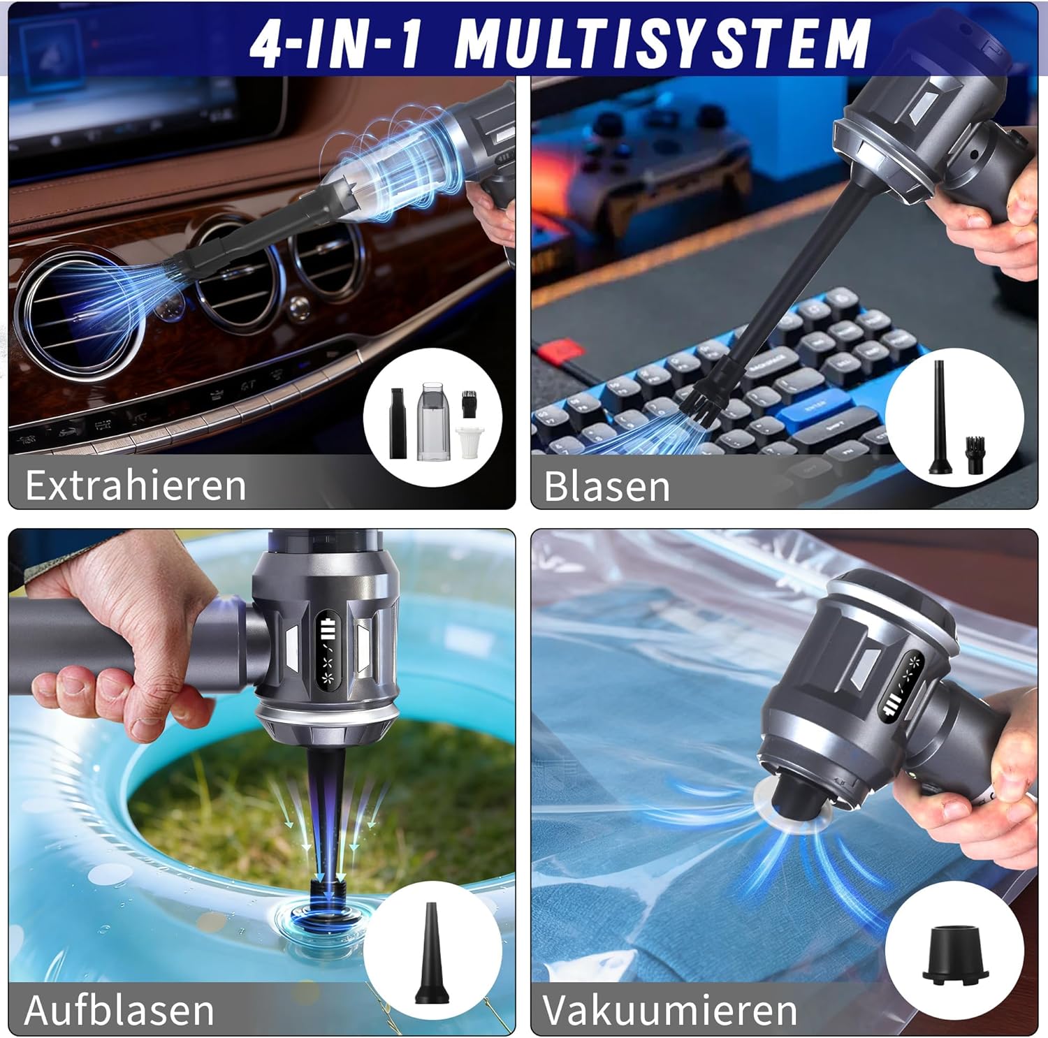 ZMH Langaton sauvaimuri 17kpa Mini 4-in-1 -autoimuri sopii