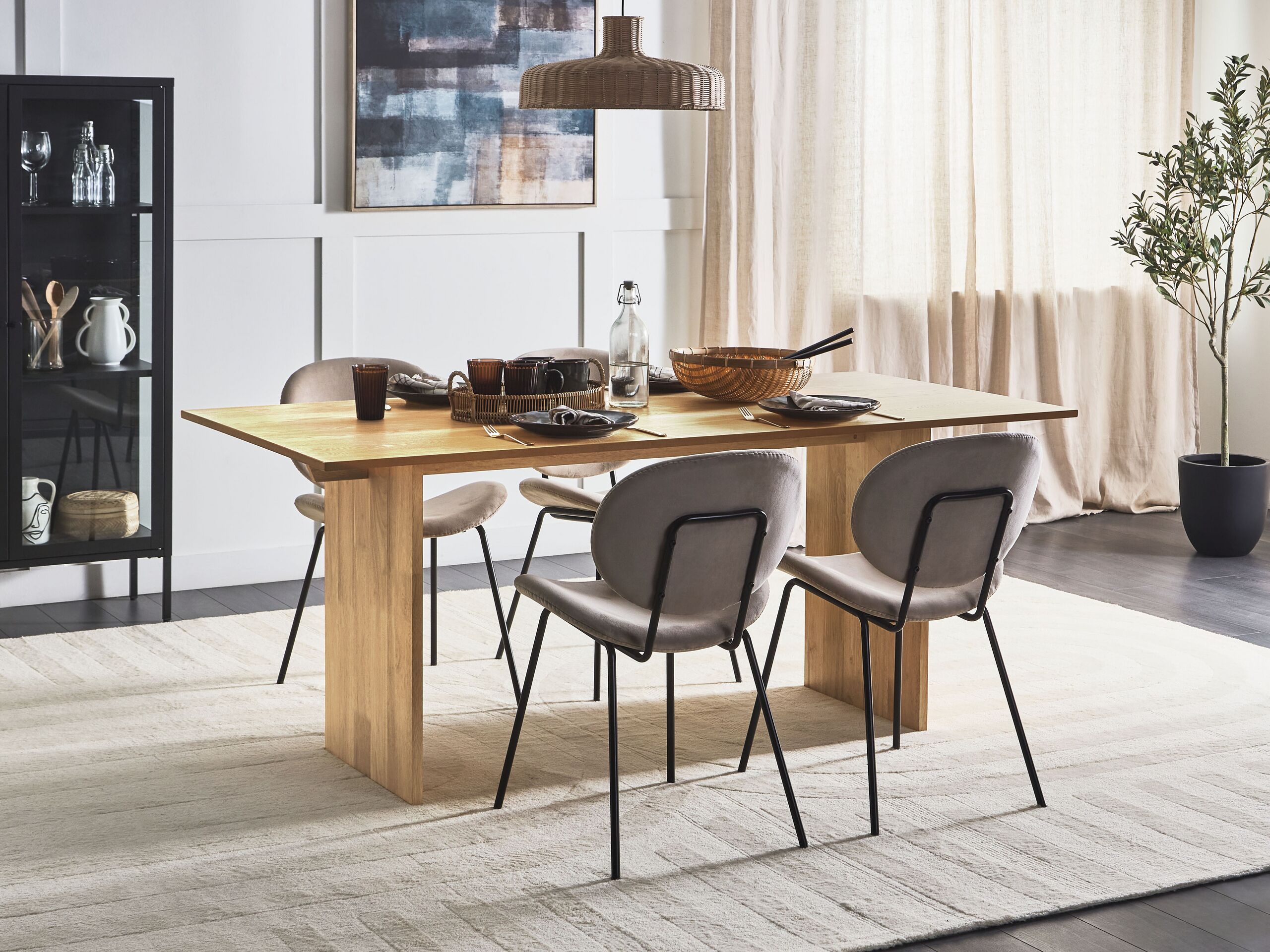 Ruokapöytä MOORA Luonnollinen saarniviilu 180 cm 90 cm