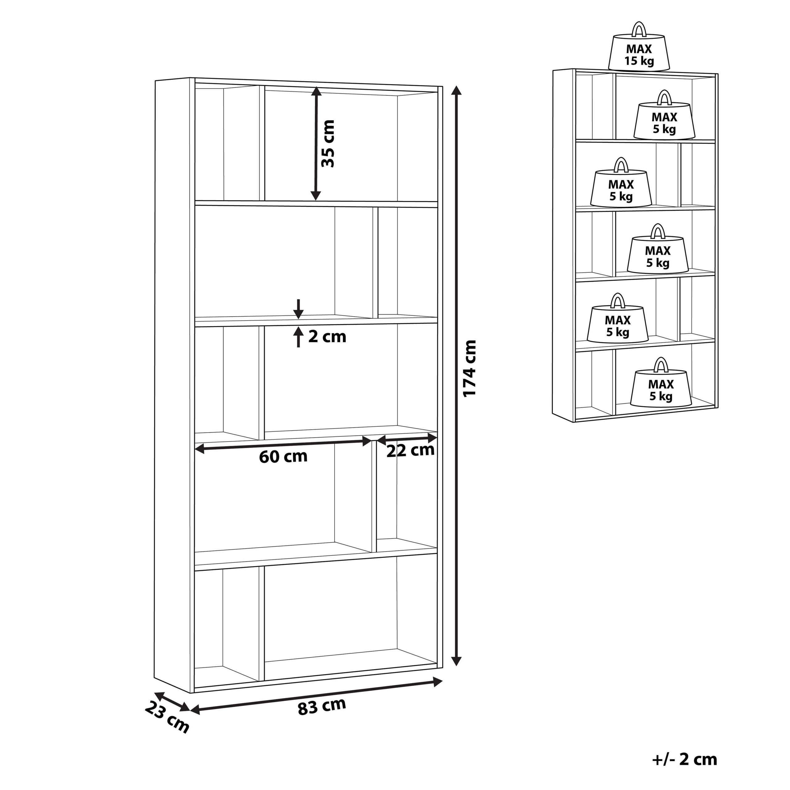 Kirjahylly 5-tasoinen ORILLA 174 cm Valkoinen