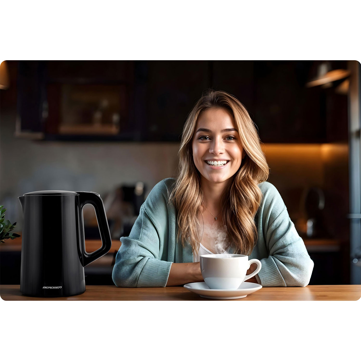 Berdsen BD-71 1,7 litran vedenkeitin musta ja hopea