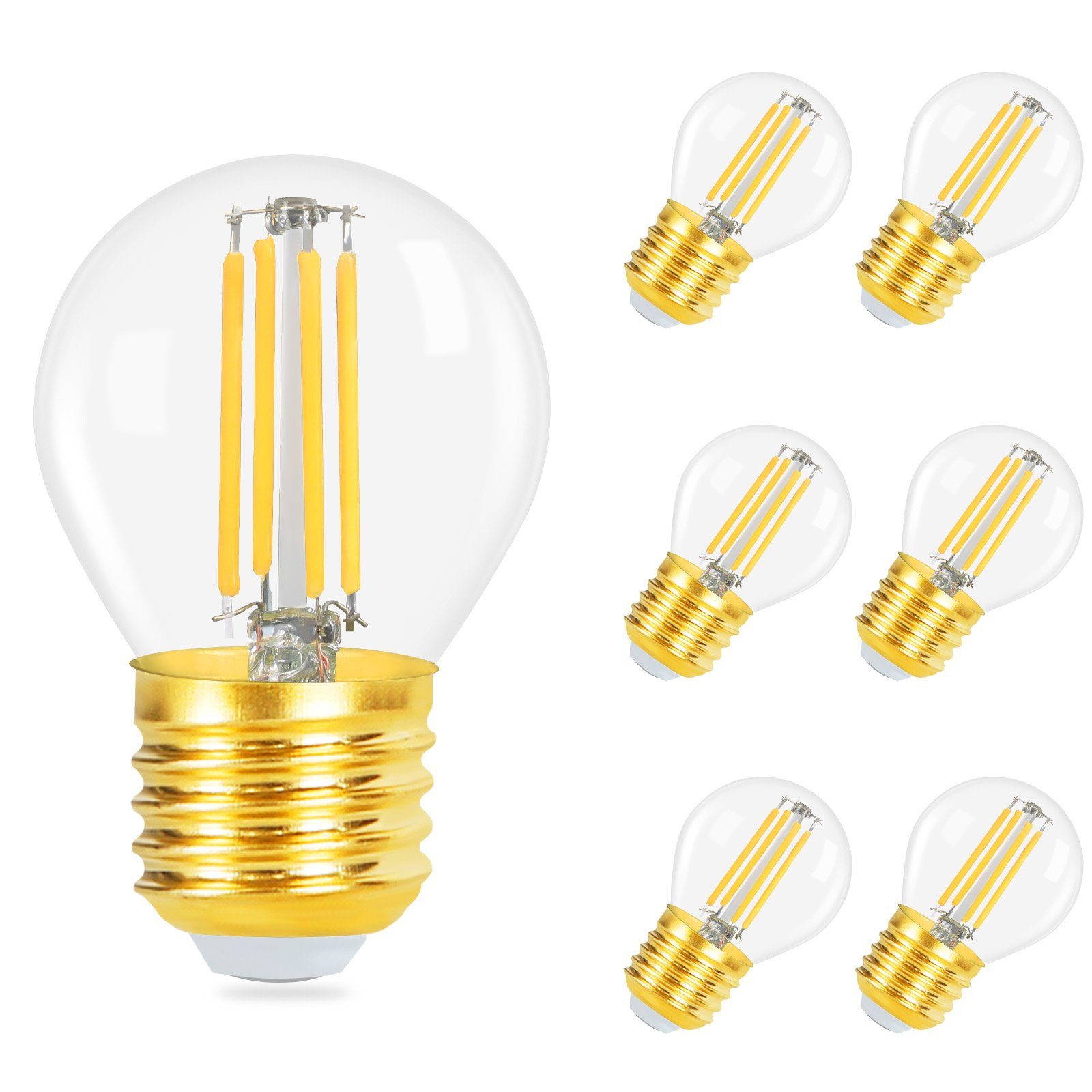 NETTLIFE 6 kpl E27 LED Vintage -filamenttilamppua, lämmin valkoinen, 2700K, 4 W, G45-malli