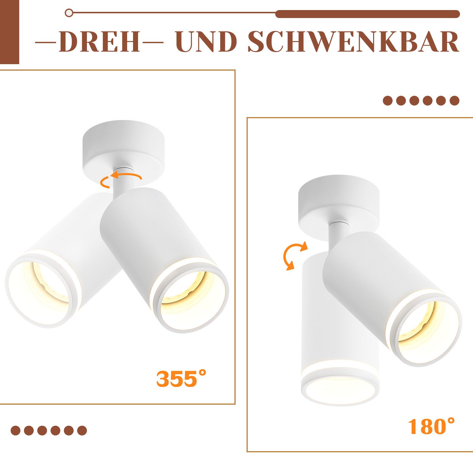 NETTLIFE Valkoinen kattokohdevalaisin, 1 lamppu, moderni, GU10, säädettävä, sisäkäyttöön, metalli