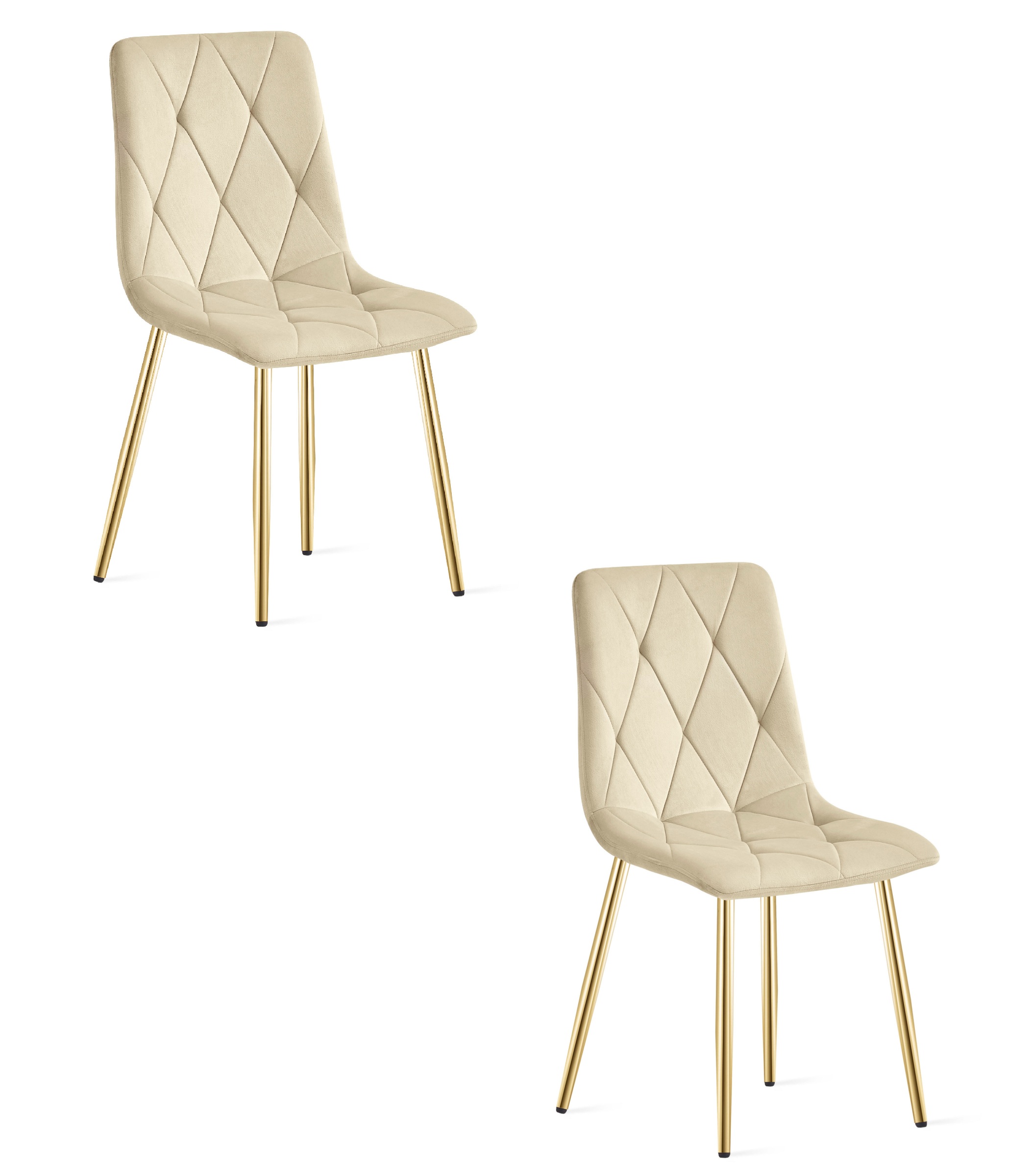 LIBRA-tuoli, vaalea beige sametti, kullanväriset jalat (2 kpl)