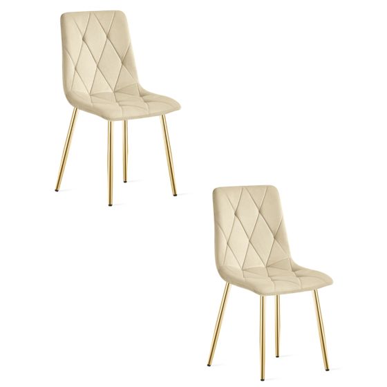 LIBRA-tuoli, vaalea beige sametti, kullanväriset jalat (2 kpl)