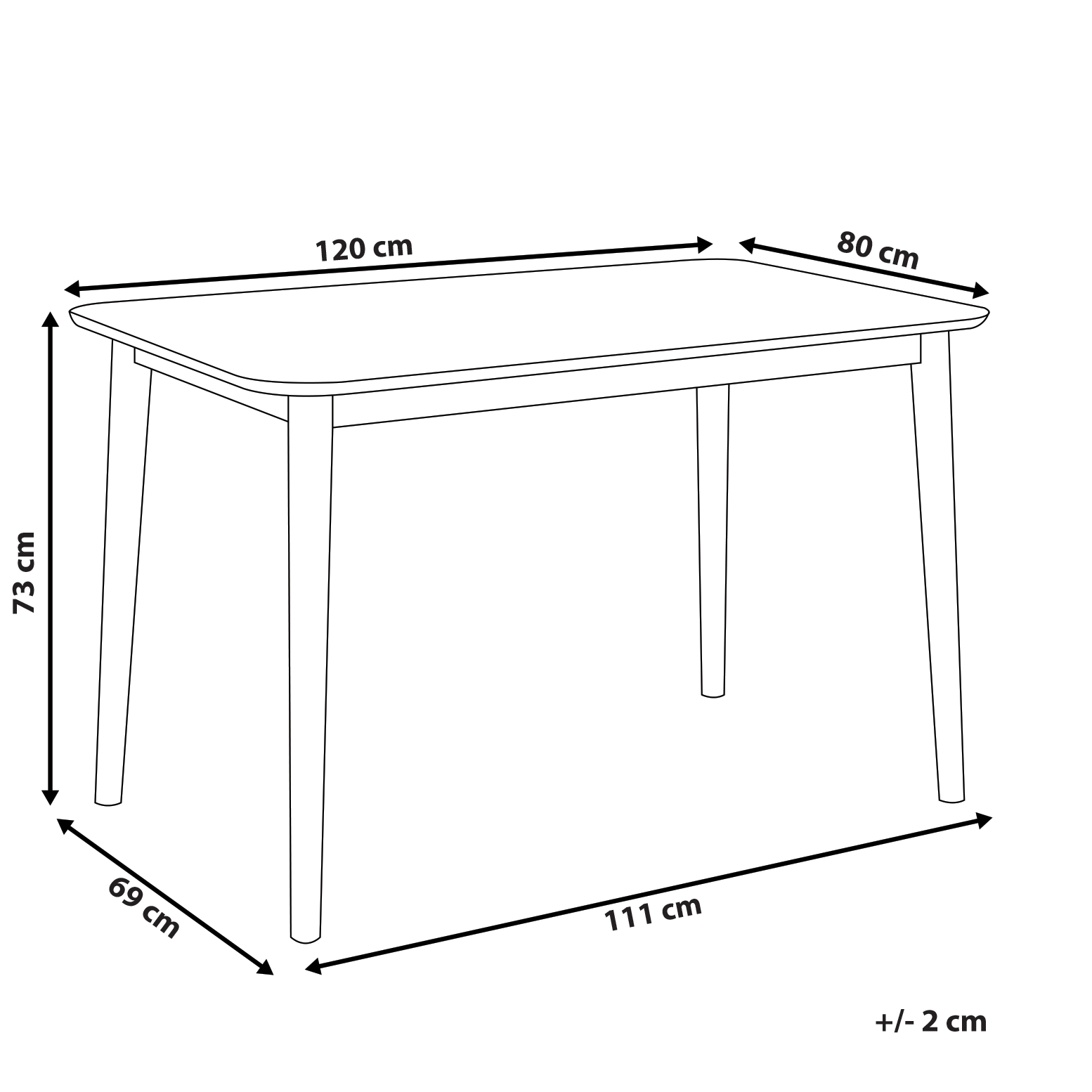 Ruokapöytä MODESTO Harmaa 120 cm 80 cm Puu