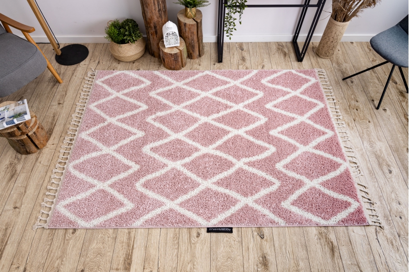 Matto BERBER BENI vaaleanpunainen Tupsut berbery Marokkolainen shaggy 180x270 cm