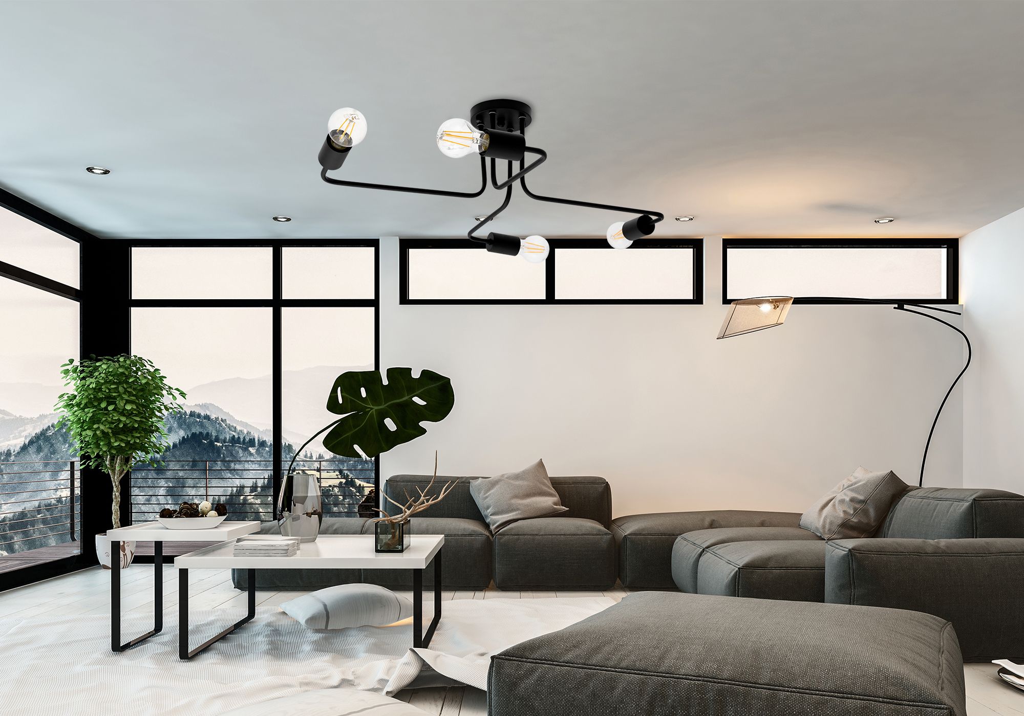 TOOLIGHT kattovalaisin APP013-4CW AGARO musta, 10x69x10cm