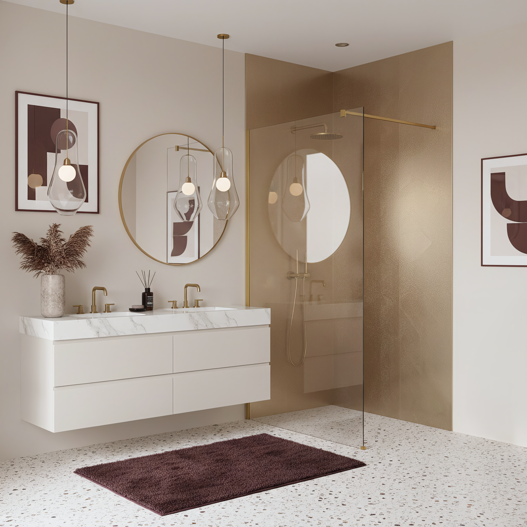 REA Suihkuseinä Flexi 90 harjattu kulta, 90X0,8X195CM