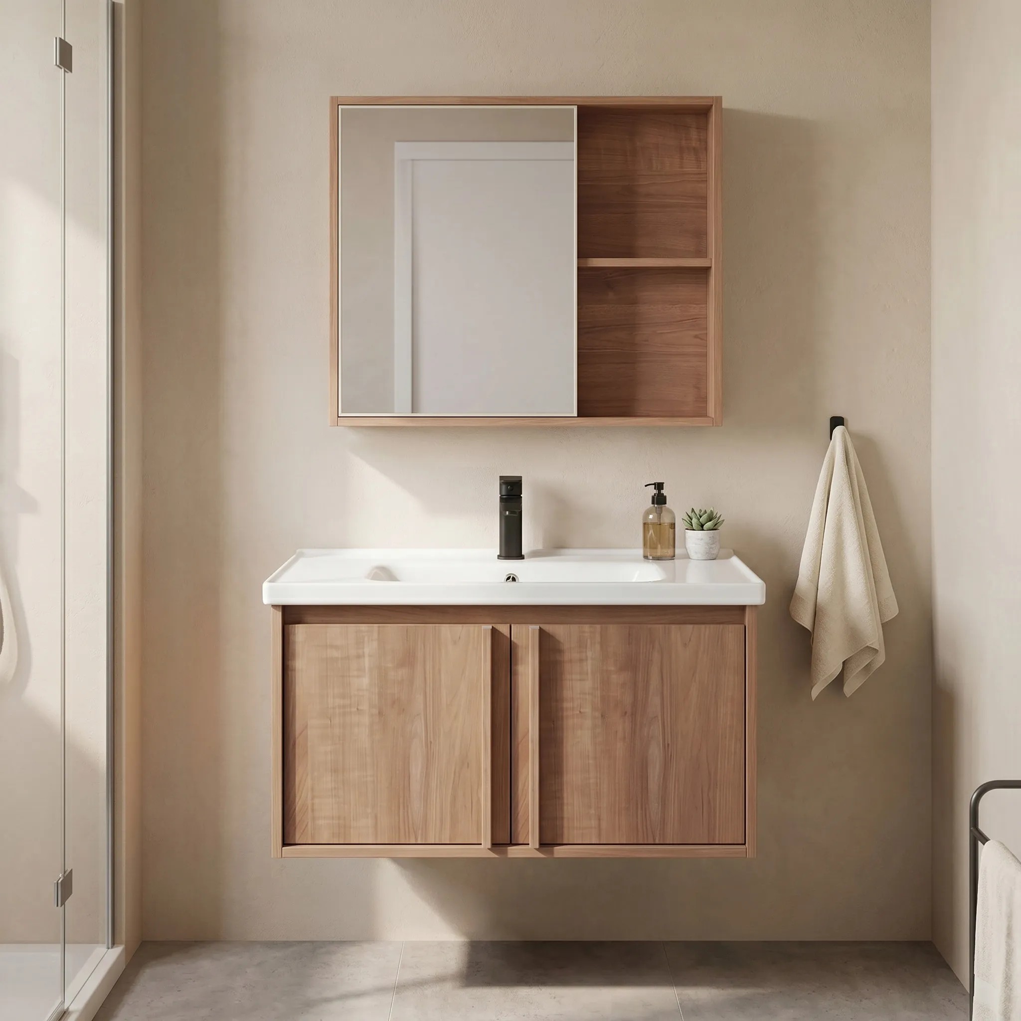 REA kylpyhuonekalustesarja pesualtaalla GAMA T25023 HHL 70CM , Ruskea, 47x70x44cm