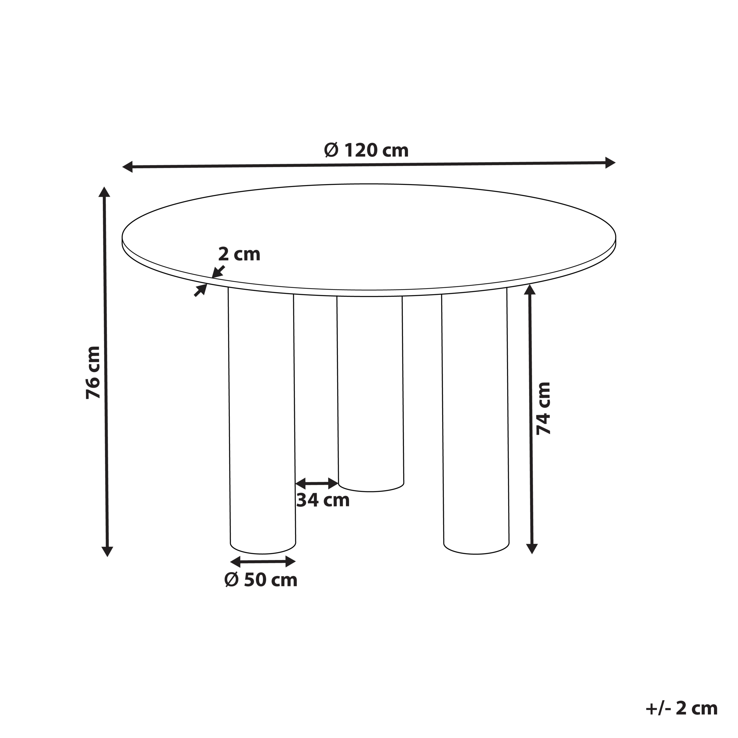 Ruokapöytä ORIN Tumma saarniviilu 120 cm 120 cm