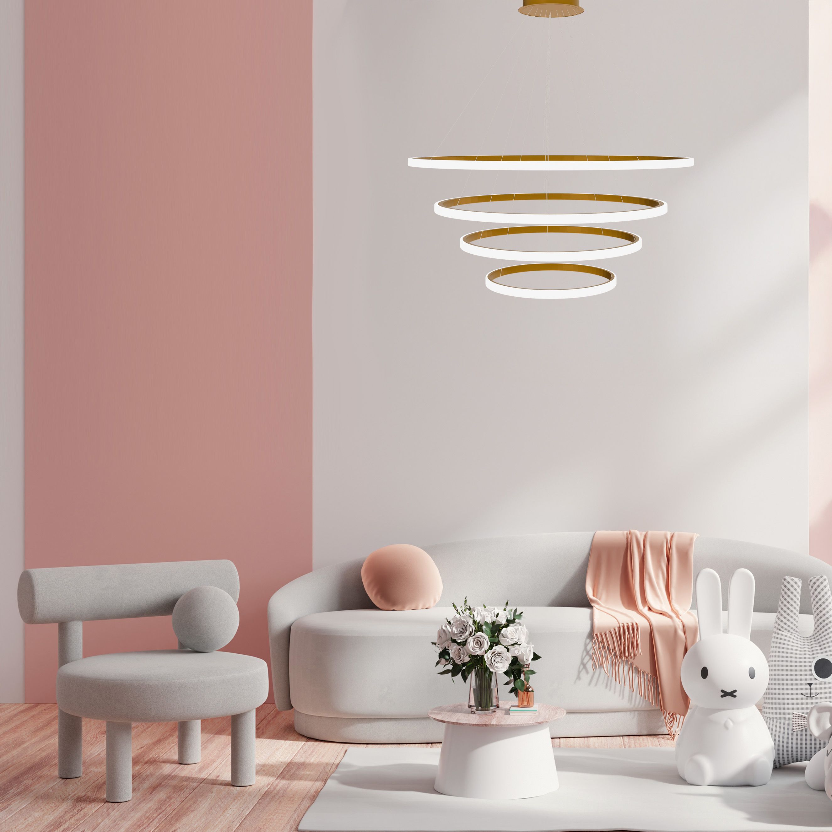 TOOLIGHT riippuvalaisin LHJ010-CP4 harjattu kulta, 100x100x30cm