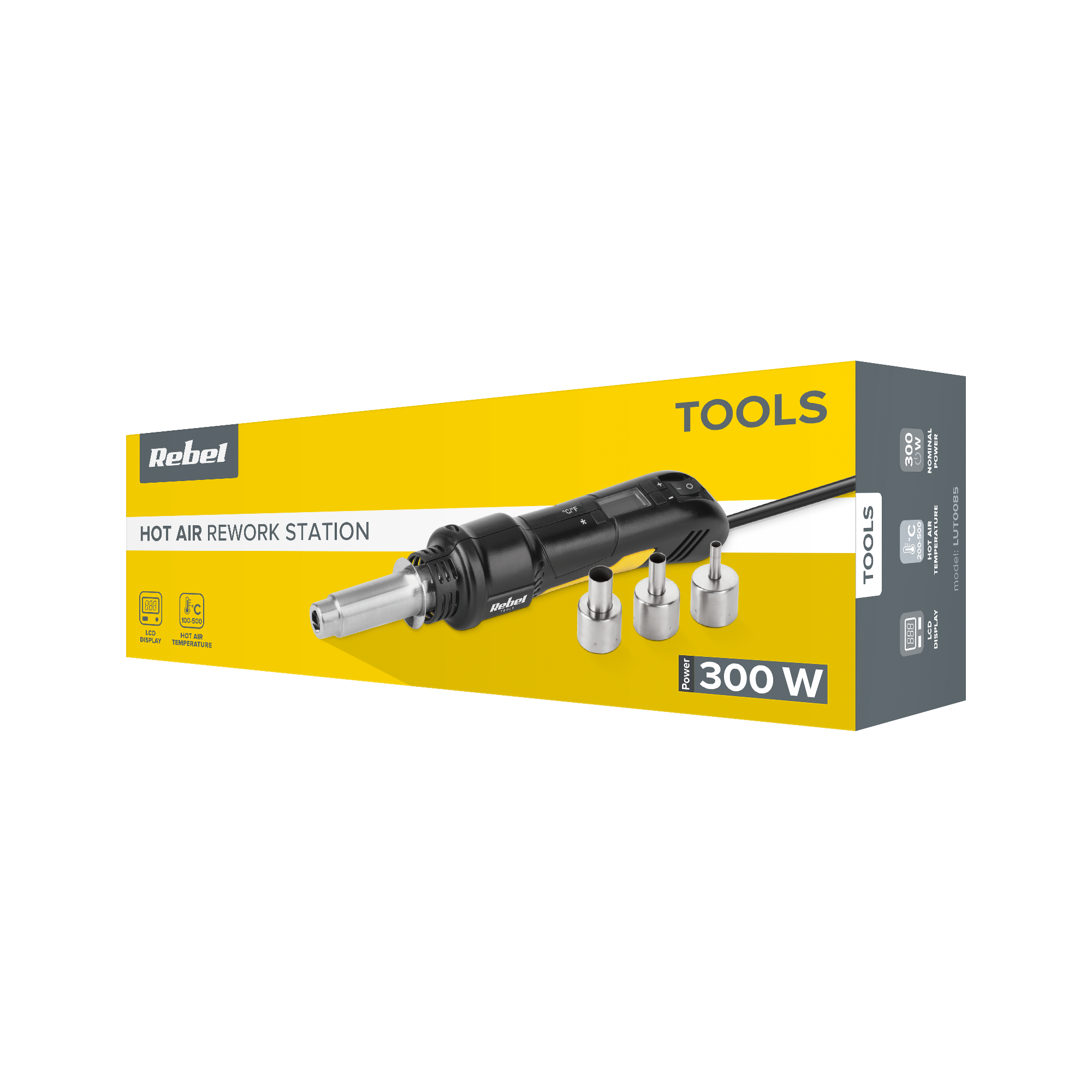 Kuumailmajuotin 300W SMD 3 suutinta LCD ZD-8907 Rebel