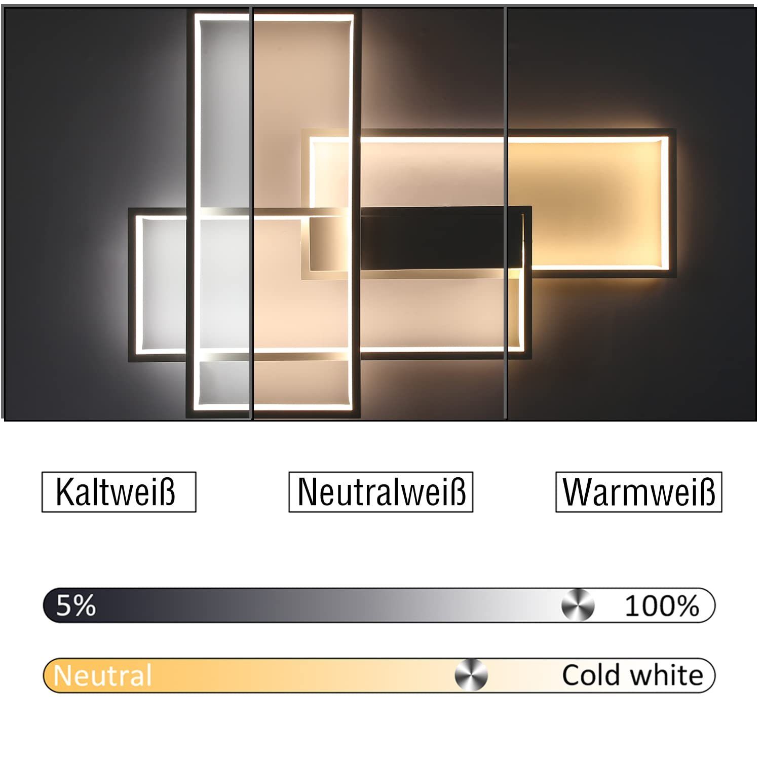 NETTLIFE moderni, himmennettävä, LED - kattovalaisin, olohuoneen, lamppu, valkoinen, kattovalaisin, 65W