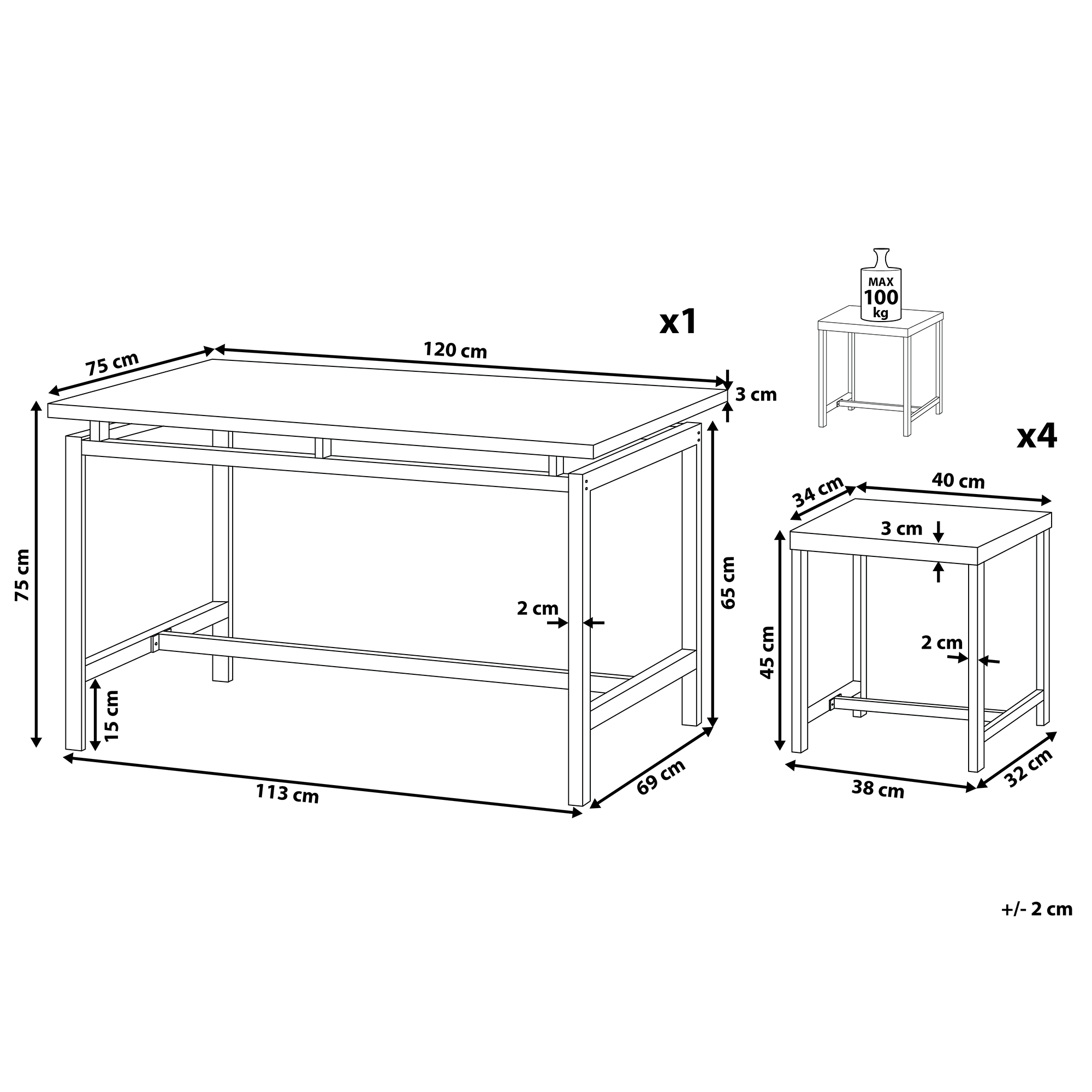 Ruokailuryhmä ARLINGTON Tummanruskea 4-istuttava