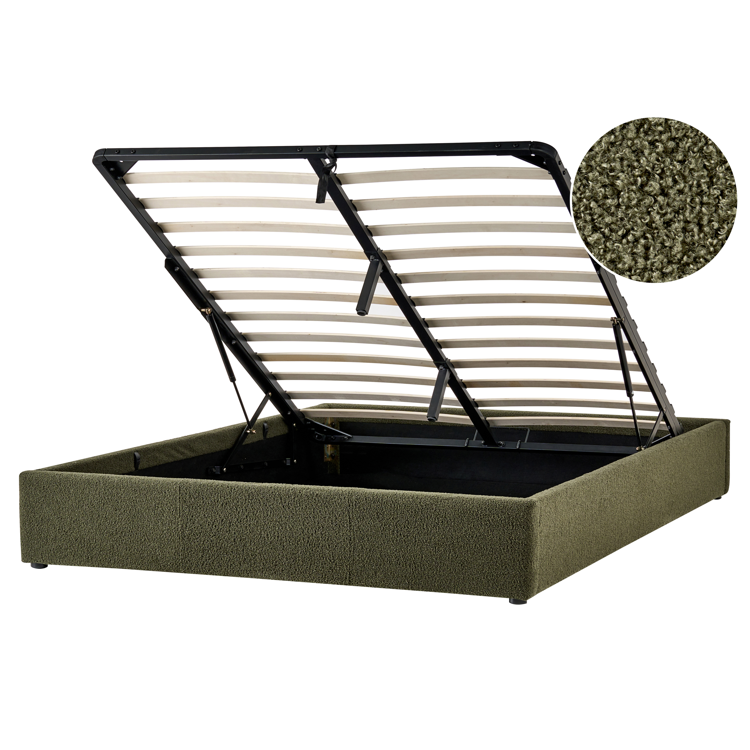 Sänky säilytystilalla buklee DINAN 160 x 200 cm Tummanvihreä