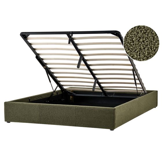 Sänky säilytystilalla buklee DINAN 160 x 200 cm Tummanvihreä