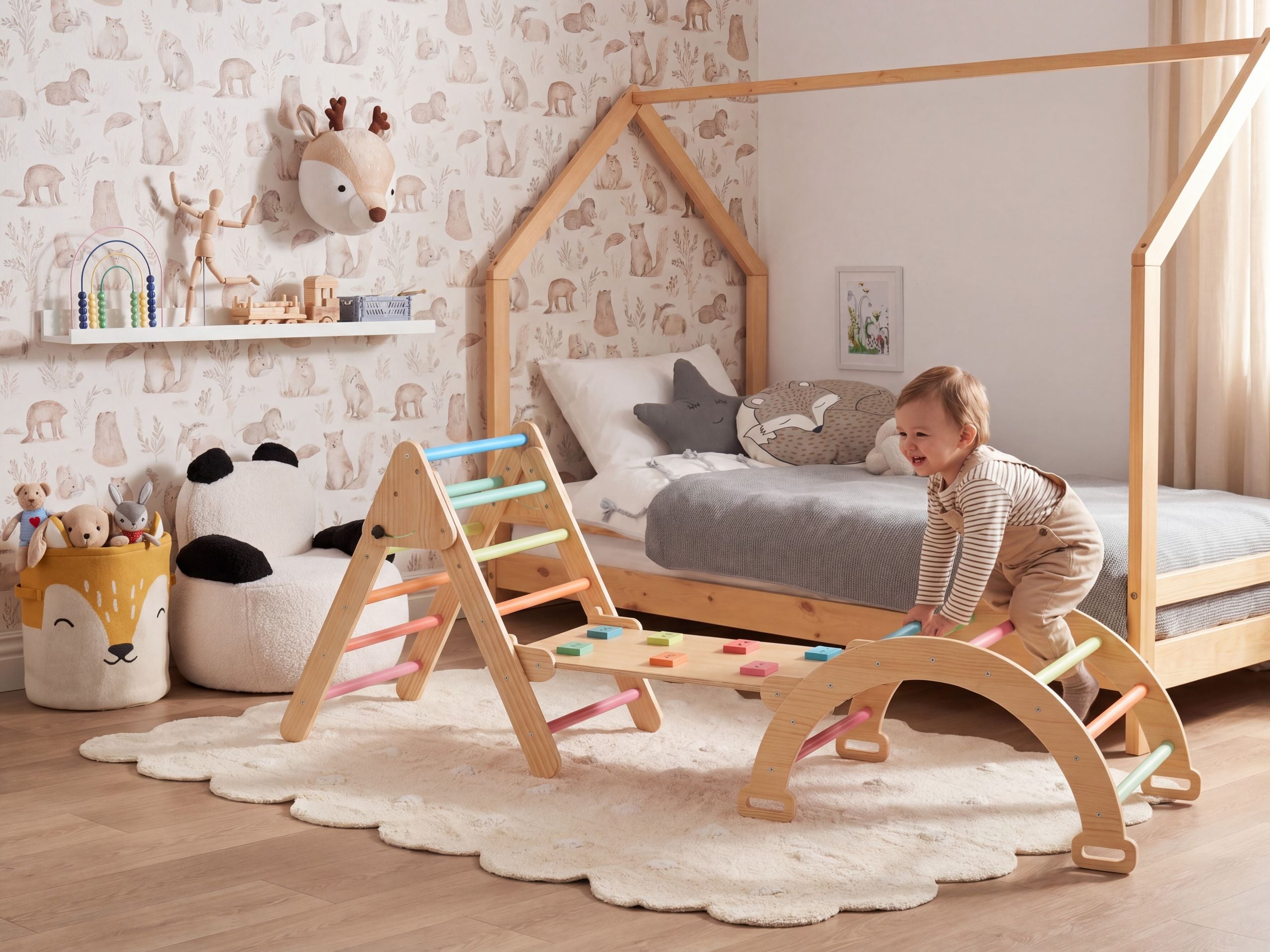 Kiipeilykaari monikäyttöinen MOAMA Mänty Vaaleanruskea