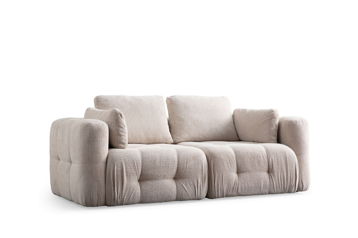 Norda Design 2-istuttava sohva, 300 cm | pyökkirunko, 100 % polyesteri, pehmeä vaahtomuovi, mukana tyynyt | moderni mukavuus