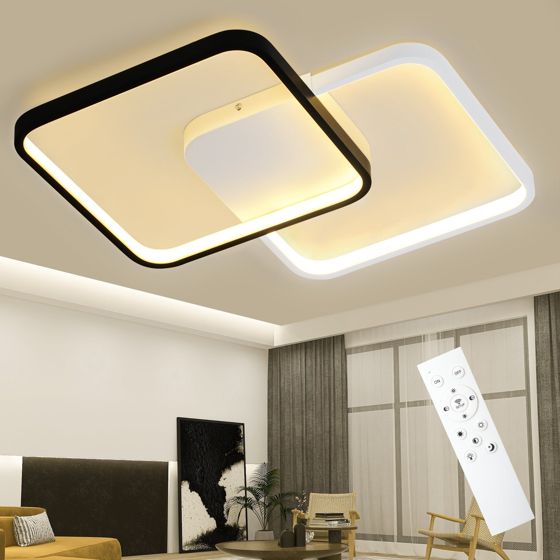 NETTLIFE moderni, 55W, musta, metallinen, LED - kattovalaisin, himmennettäväKaukosäätimellä, 43 cm, design - keittiön Valaisin, olohuoneeseen