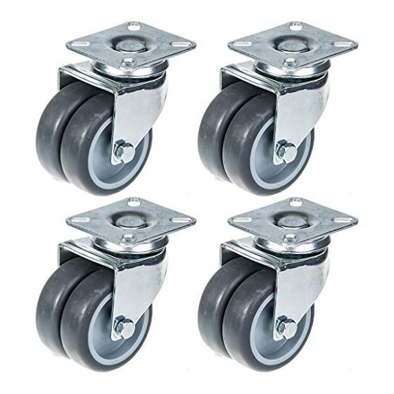 75mm 3" kaksoispyöräinen harmaa kuminen kääntyvä pyörä 400kg kantavuus, 4 kpl:n setti