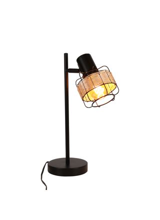 NETTLIFE Pöytävalaisin, vintage, yövalaisin, retro, olohuone, musta, rottinki, metalli, E27