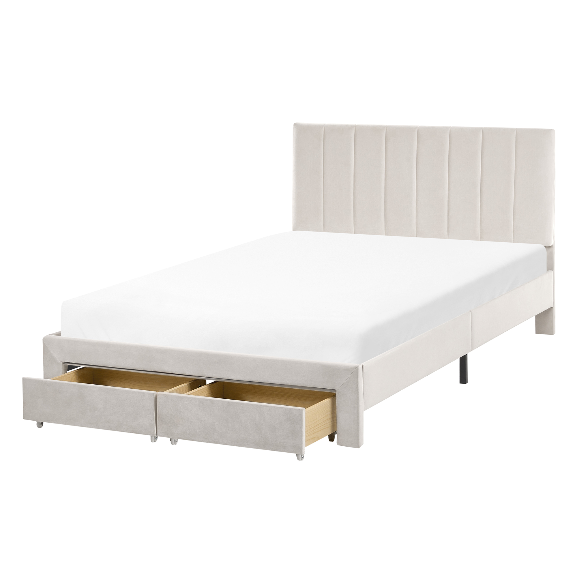 Sänky säilytyslaatikoilla sametti LONZAC 120 x 200 cm Luonnonvalkoinen