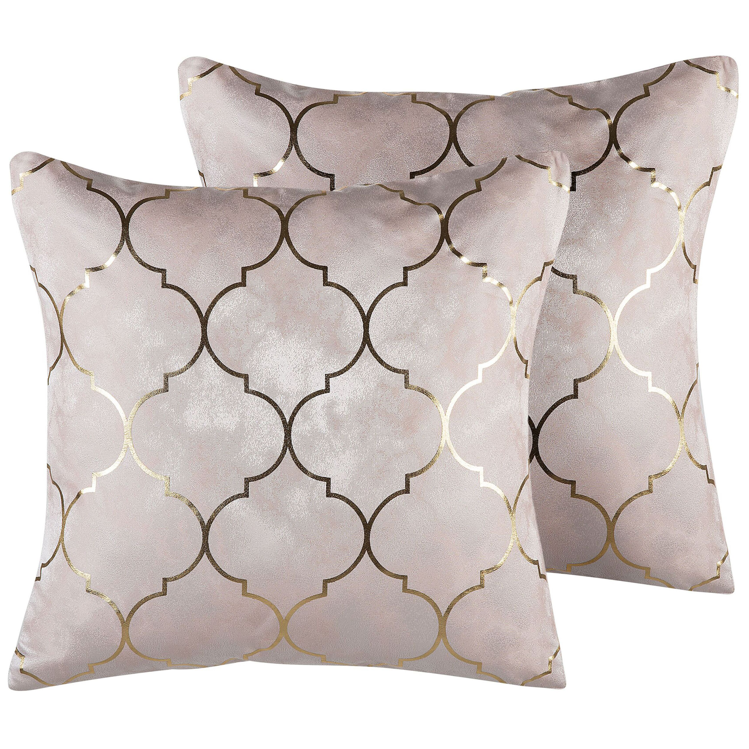 Koristetyynysetti 2 kpl ALYSSUM 45 x 45 cm Vaaleanpunainen Trellis-kuvio