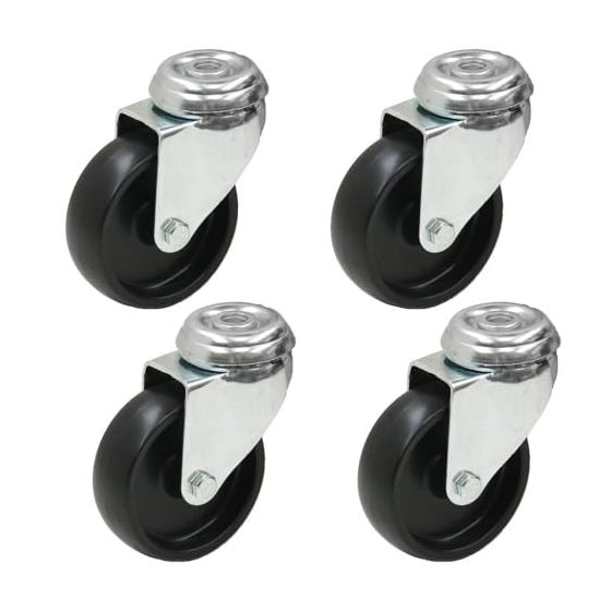 4 - 75mm musta nailonpulttireikäinen 3 "raskasrakenteinen 3" kääntyvä pyöräpyörä