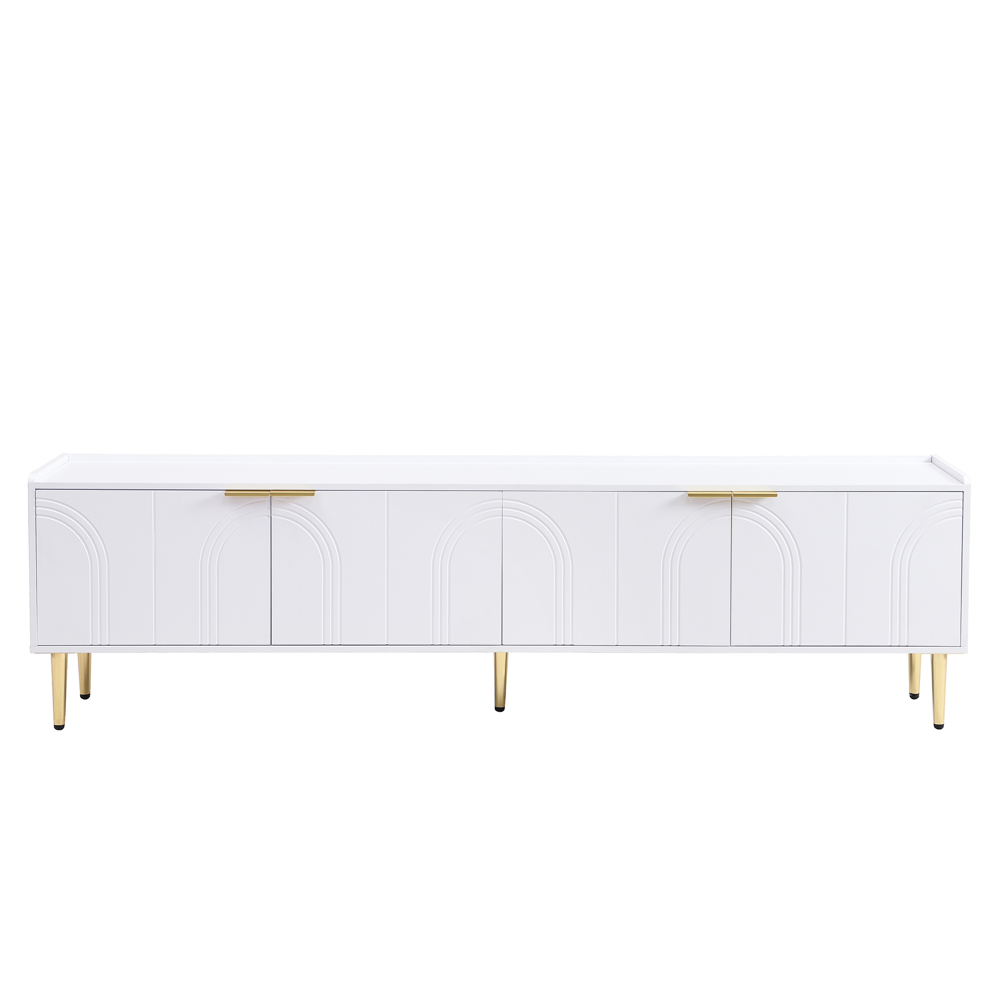 TV-taso 170x35x47.5 cm valkoinen MDF säilytyksellä ja liukuovilla