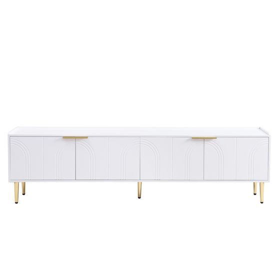 TV-taso 170x35x47.5 cm valkoinen MDF säilytyksellä ja liukuovilla