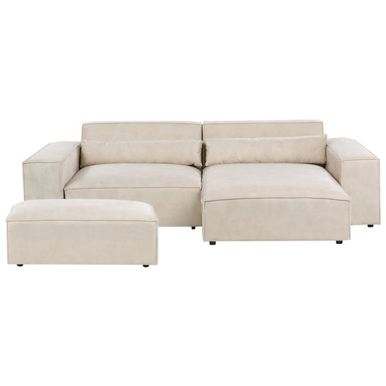 Moduulikulmasohva 2-istuttava HELLNAR sametti Vaaleanbeige ja rahi Vasen