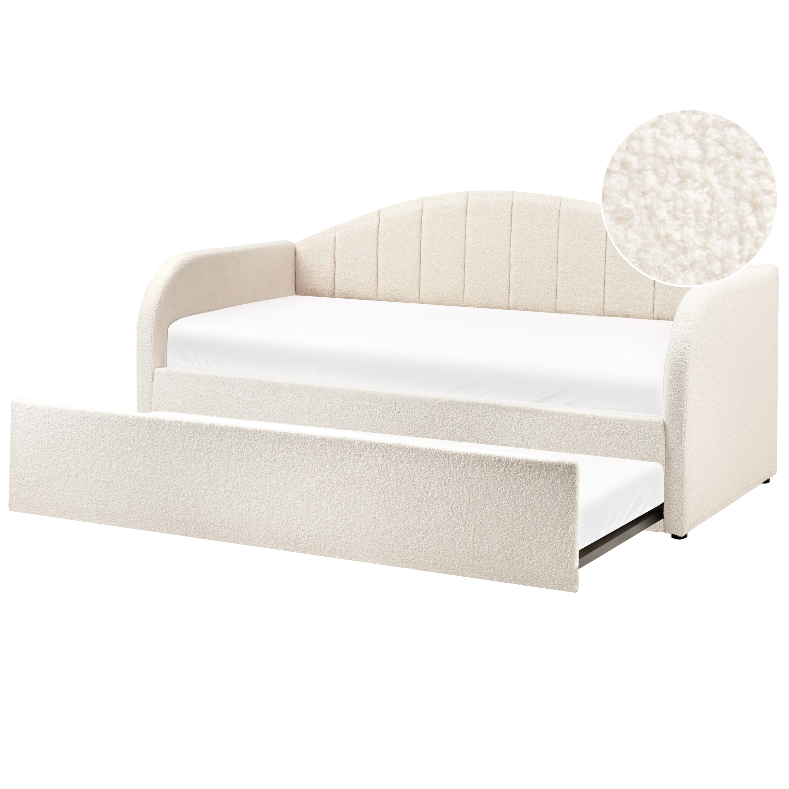 Sänky lisävuoteella buklee EYBURIE 90 x 200 cm Vaaleanbeige