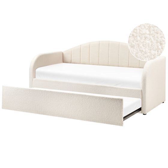 Sänky lisävuoteella buklee EYBURIE 90 x 200 cm Vaaleanbeige